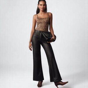 Anthropologie The Junie High-Rise Flare Pants by Maeve: Faux-Leather Edition 31P